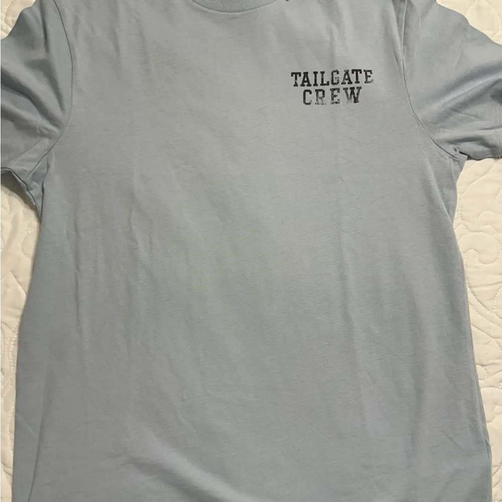 NWT J.Crew Men’s Blue tee shirts with Tailgate crew on front & picture on back.